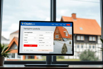 Citadele banko kredito skaičiuoklė ir paraiškos užpildymo skyrius
