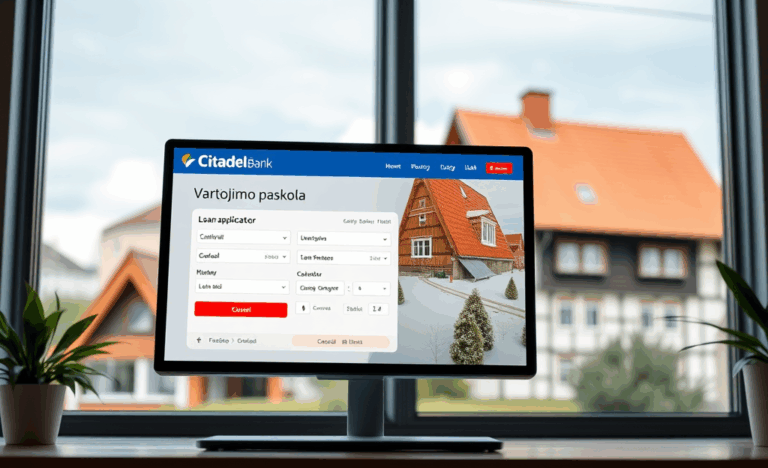 Citadele banko kredito skaičiuoklė ir paraiškos užpildymo skyrius